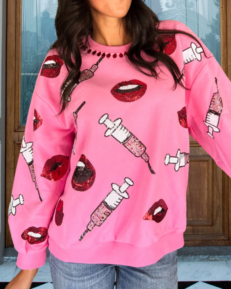 Lippen & Spritzen Pailletten Sweatshirt