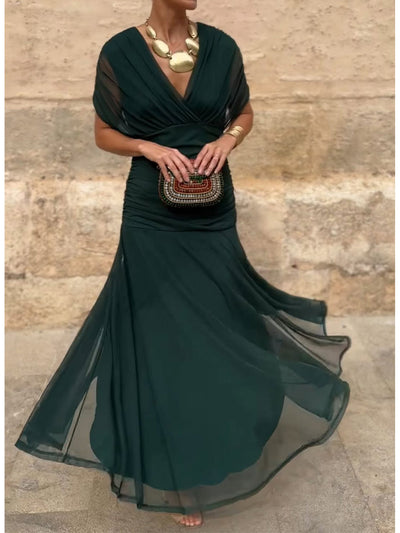 Damen Elegantes Mesh Boutonniere Kleid