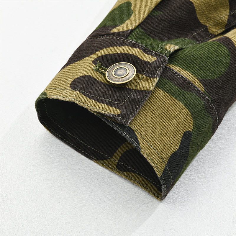 Herren Camouflage Canvas Retro Wear Reversjacke