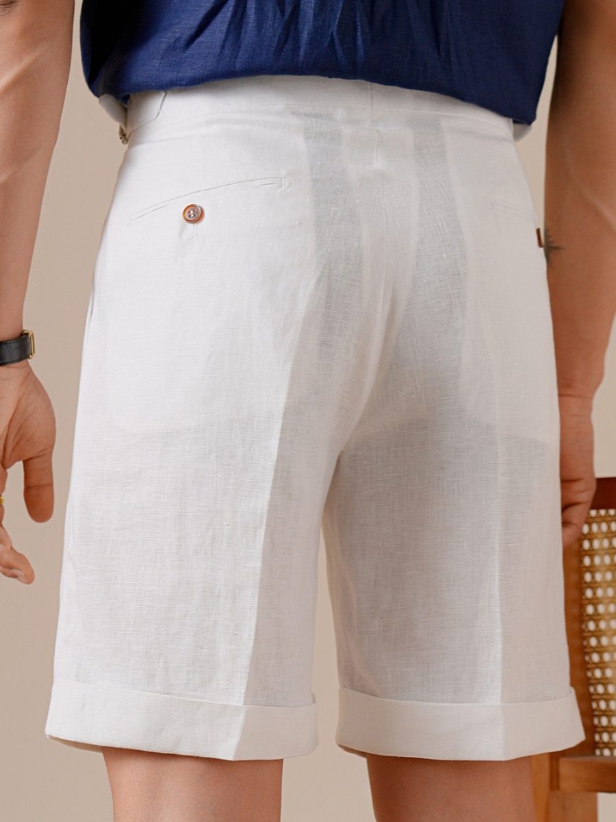 Marini Capri Hochtaillierte Shorts aus 100% Leinen