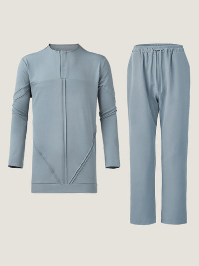 Plus Size Einfarbiger Rundhals-Hosenanzug