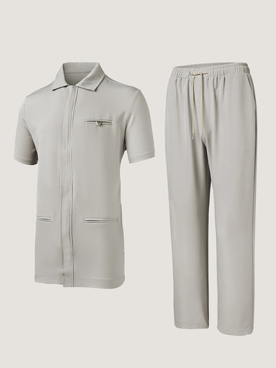 Plus Size Hemdkragen Reißverschluss Herren Set