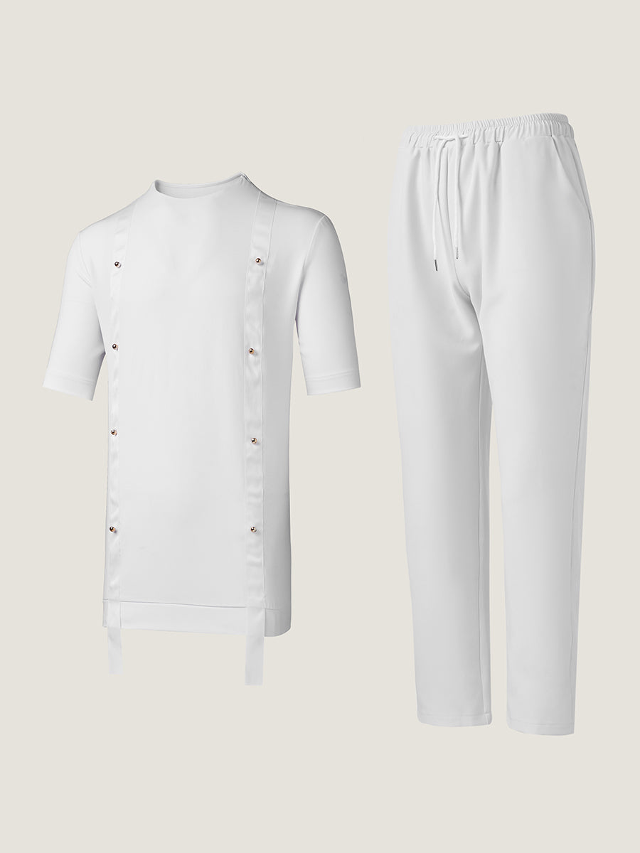 Plus Size Herren Set mit Metall-Details und kurzen Ärmeln