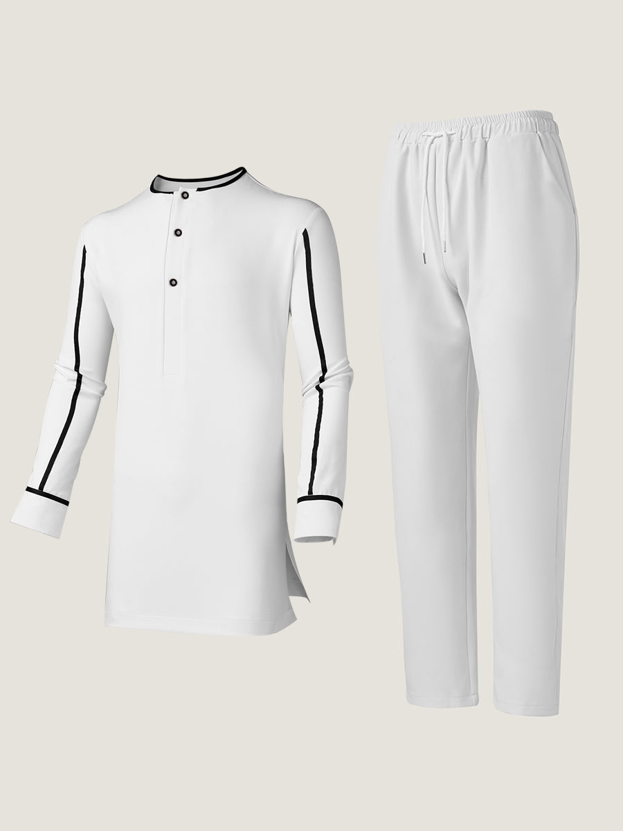 Plus Size Colorblock Langarm Herren Set