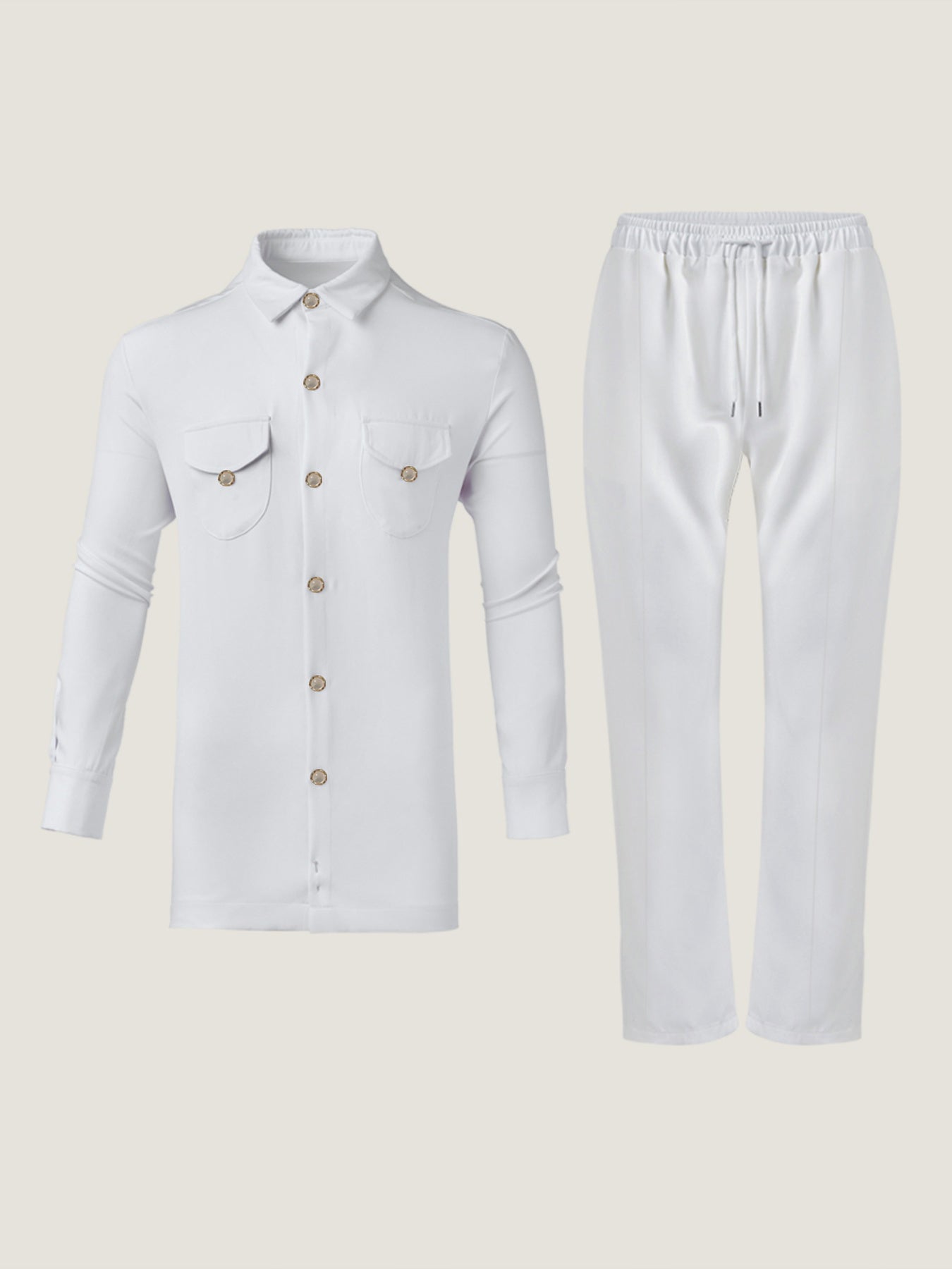 Plus Size Minimalist Langarmknopf Männer Set
