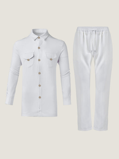 Plus Size Minimalist Langarmknopf Männer Set