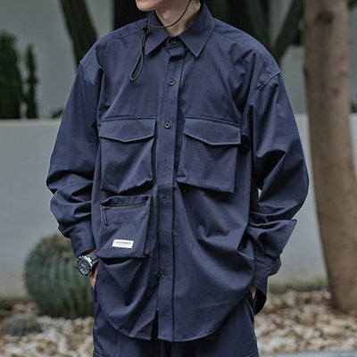Japanisches lockeres Mehrfach-Taschenhemd