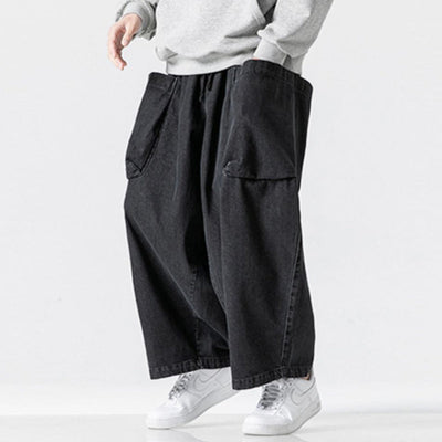 Japanische Retro Weite Jeans mit großen Taschen