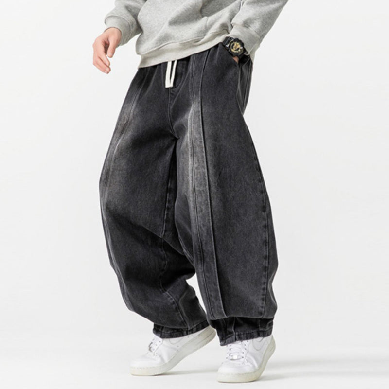 Japanische Retro Machete Denim Lockere Weitbein-Harem-Hose