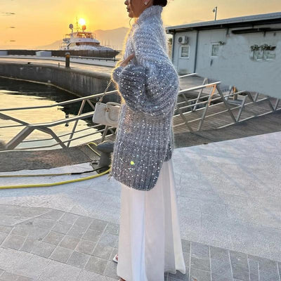 Modischer lässiger Strickcardigan