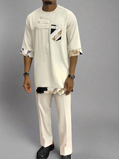 Herrenhose Set in Übergröße mit Print und Taschen
