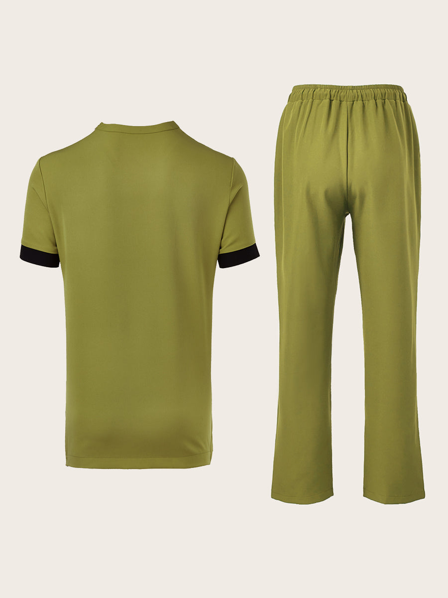 Plus Size Colorblock Kurzarm Herren Set