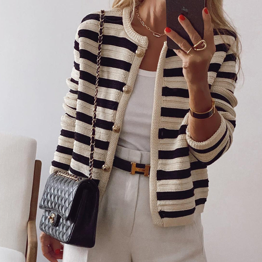 MYLAH | Eleganter gestreifter Cardigan