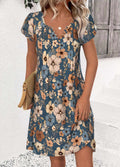 Luna Mehrfarbiger Floral-Druck Kurzes Kleid mit Spaltkragen
