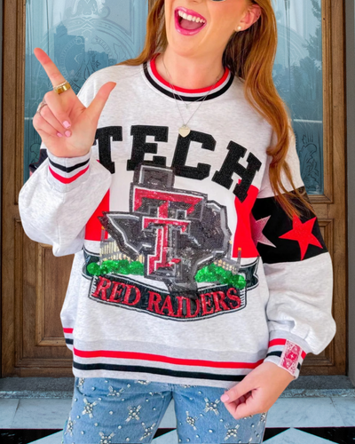 Texas Tech Pailletten Streifen Sweatshirt