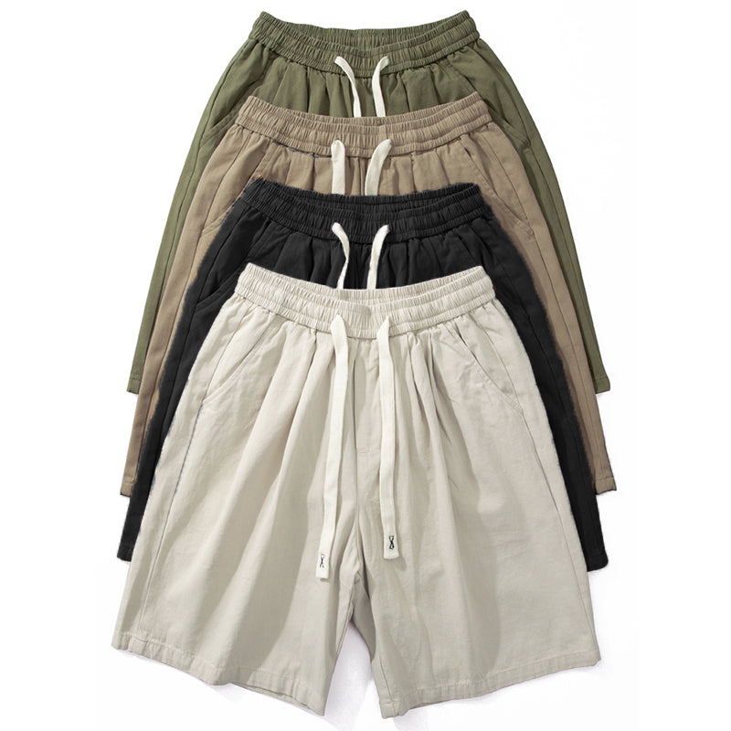 Baumwoll-Elastische Kordelzug Gerade Lockere Freizeitshorts