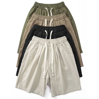 Baumwoll-Elastische Kordelzug Gerade Lockere Freizeitshorts