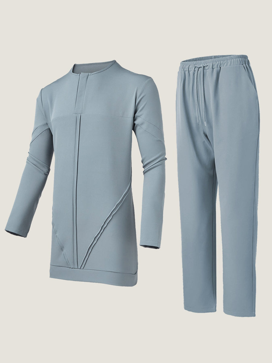 Plus Size Einfarbiger Rundhals-Hosenanzug