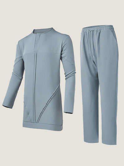 Plus Size Einfarbiger Rundhals-Hosenanzug