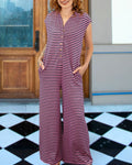 Bequemer gestreifter ärmelloser Jumpsuit