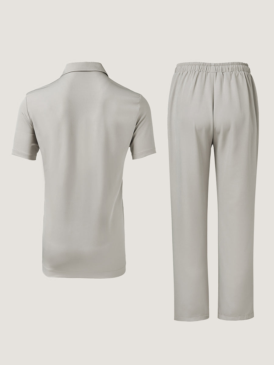 Plus Size Hemdkragen Reißverschluss Herren Set