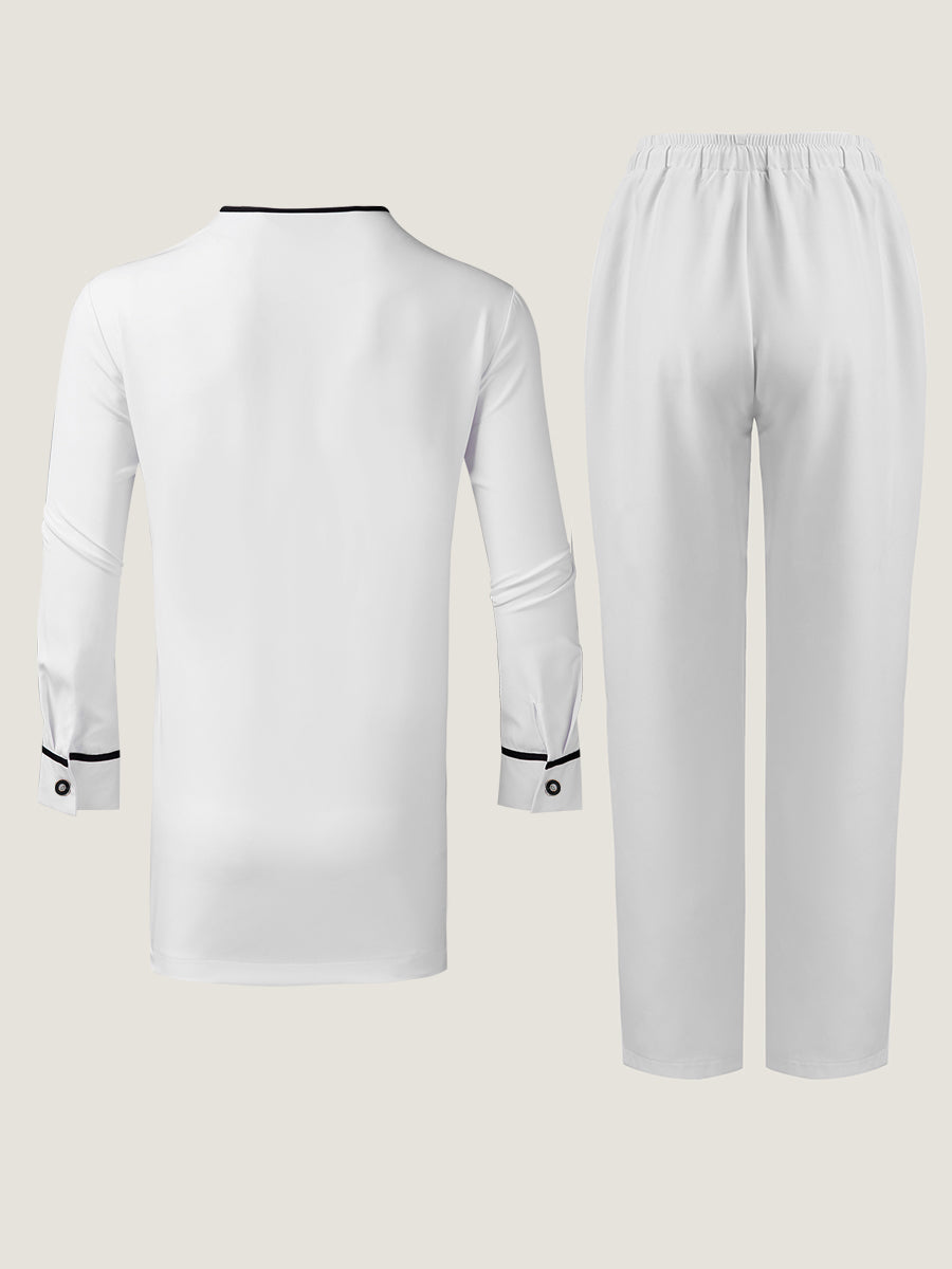 Plus Size Colorblock Langarm Herren Set