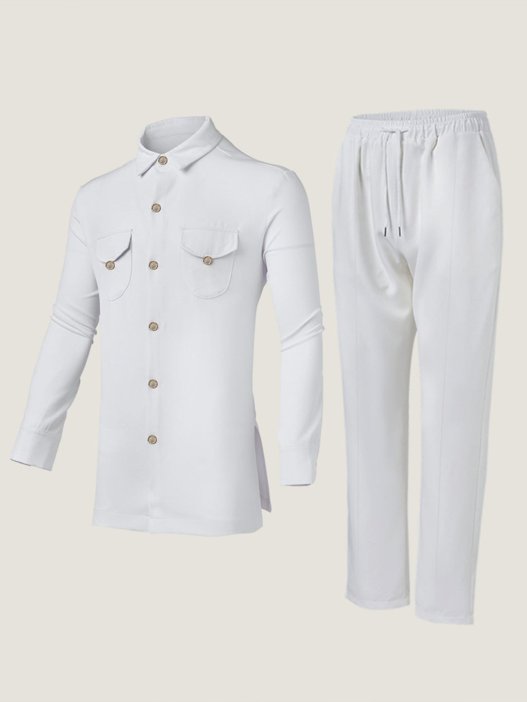 Plus Size Minimalist Langarmknopf Männer Set