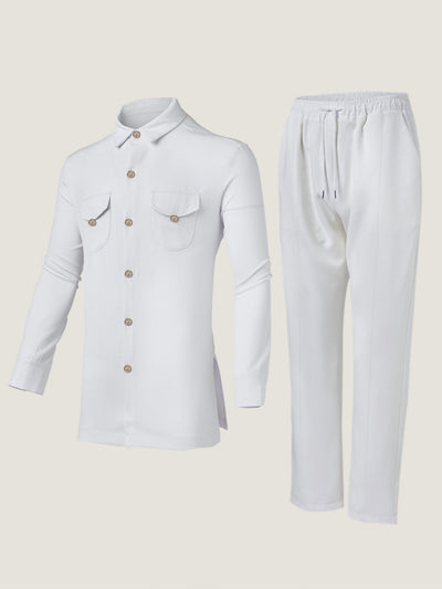 Plus Size Minimalist Langarmknopf Männer Set