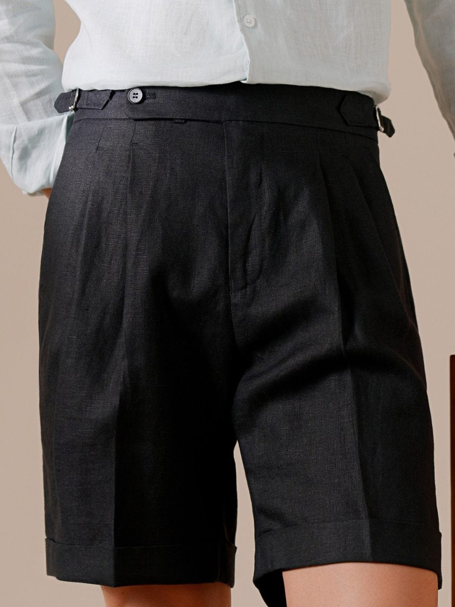 Marini Capri Hochtaillierte Shorts aus 100% Leinen