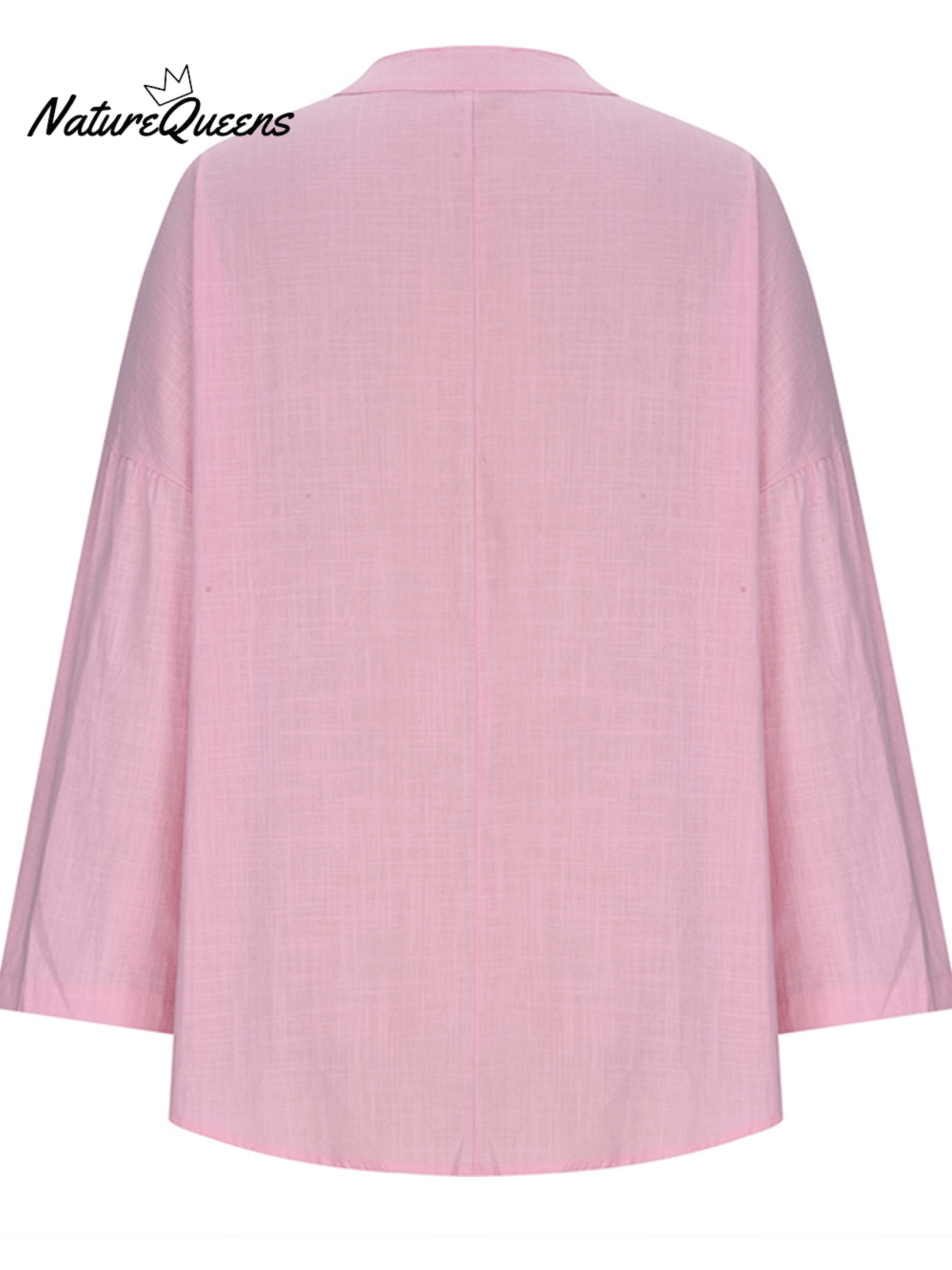 Damen Baumwolle Langarm Rundhals Einfarbig Lockeres Strandshirt