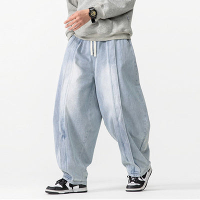Japanische Retro Machete Denim Lockere Weitbein-Harem-Hose
