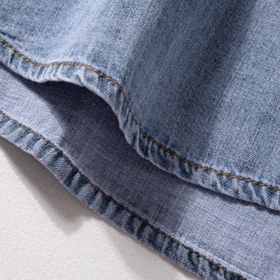 Denim Locker Dünn Retro Arbeitshemd T-Shirt