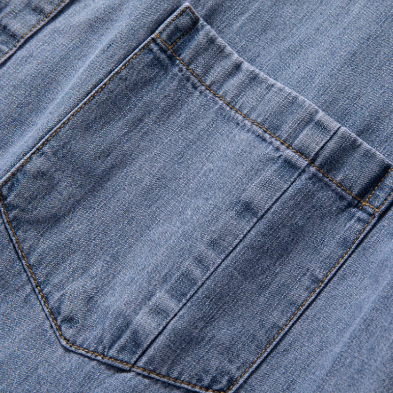 Denim Locker Dünn Retro Arbeitshemd T-Shirt