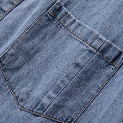 Denim Locker Dünn Retro Arbeitshemd T-Shirt