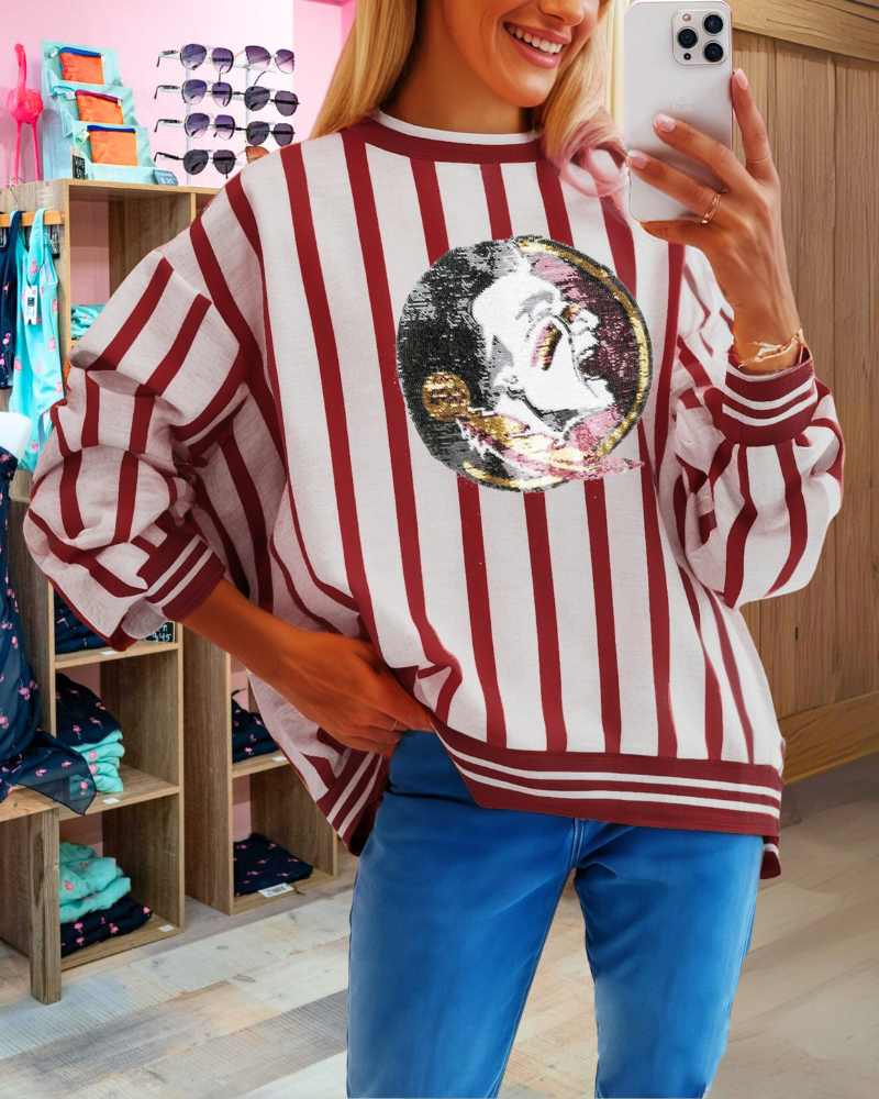 FSU Pailletten Streifen Sweatshirt