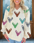 Pailletten Rehkopf Sweatshirt
