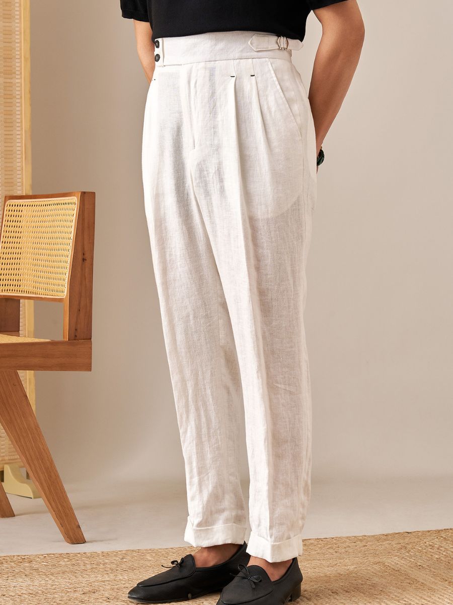 Marini Capri Hochtaillierte Hose aus Leinen