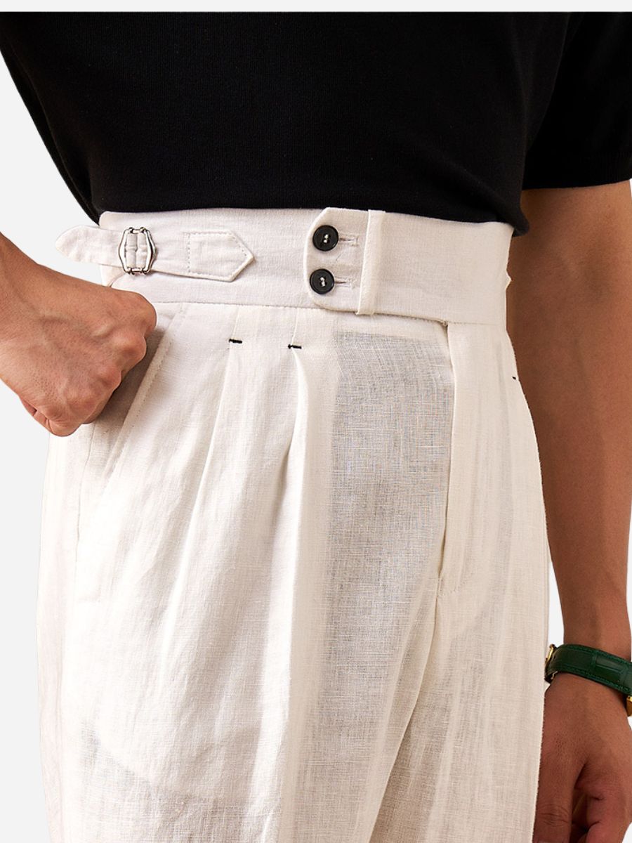 Marini Capri Hochtaillierte Hose aus Leinen