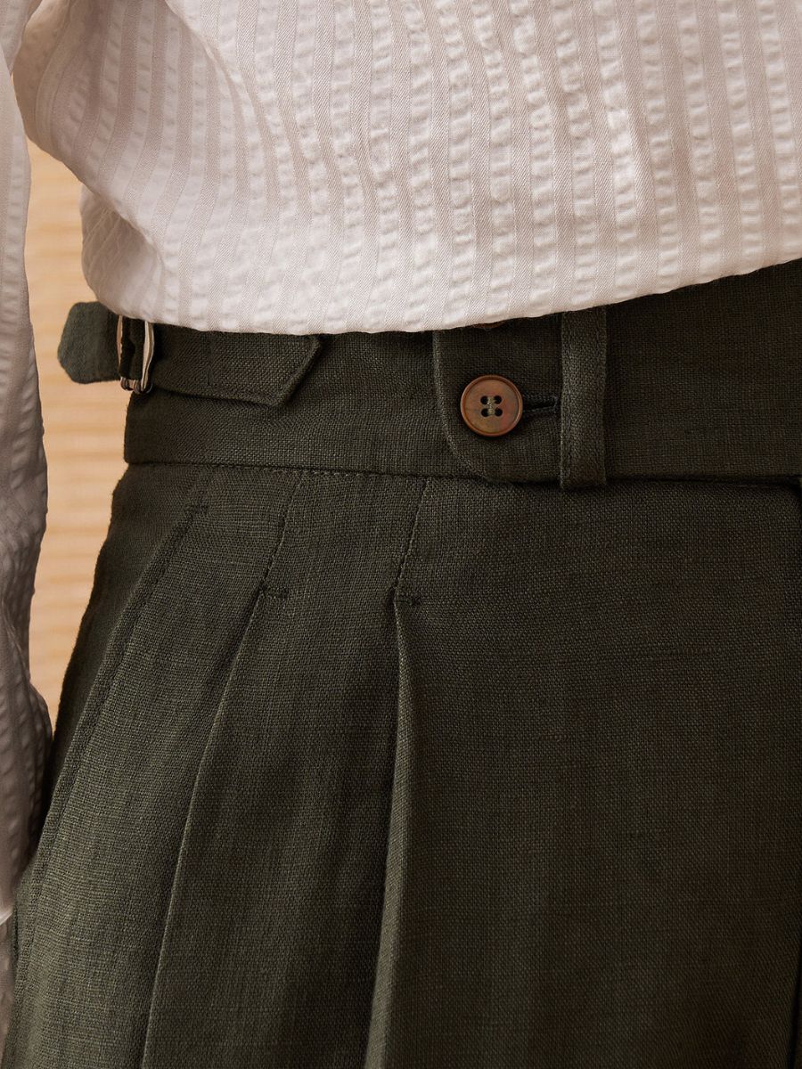 Marini Capri Hochtaillierte Hose aus Leinen