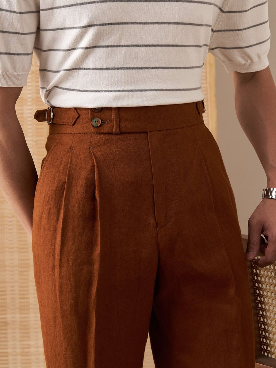 Marini Capri Hochtaillierte Hose aus Leinen