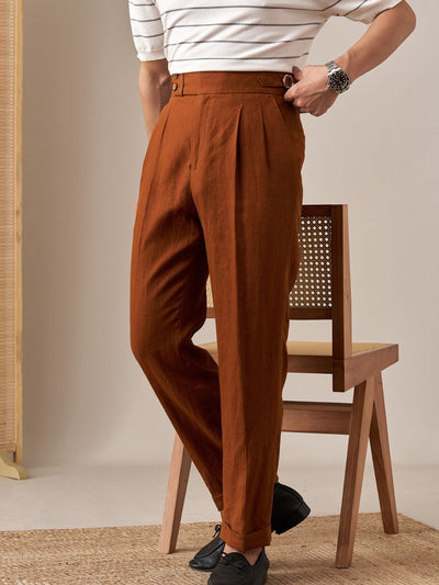 Marini Capri Hochtaillierte Hose 100% Leinen