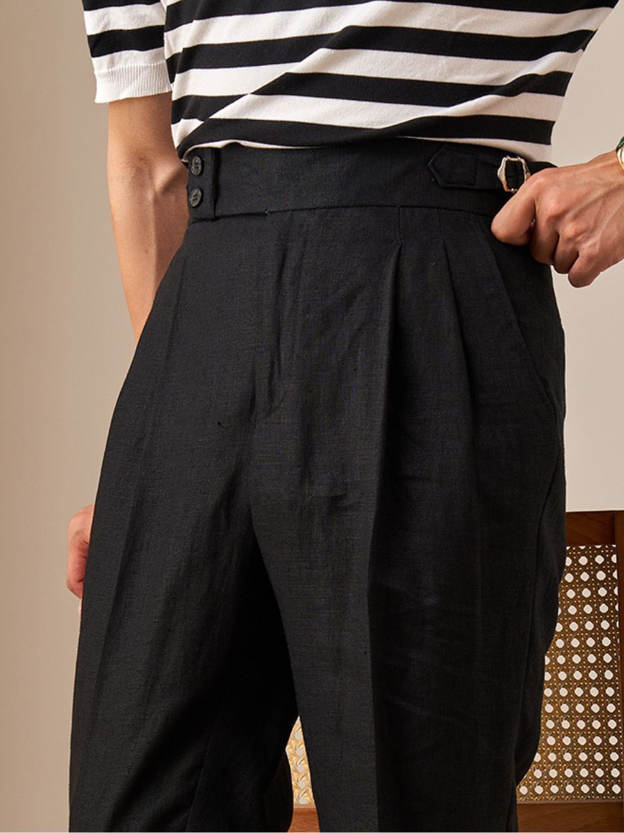 Marini Capri Hochtaillierte Hose aus Leinen