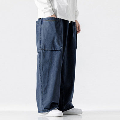Japanische Retro Weite Jeans mit großen Taschen