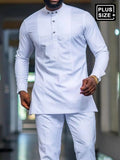 Plus Size Weißes Langarm Herren Set