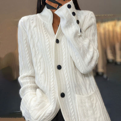 Lässiger einfarbiger Strickcardigan