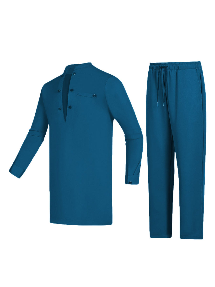 Plus Size Formelles Farbblock-Männer-Set