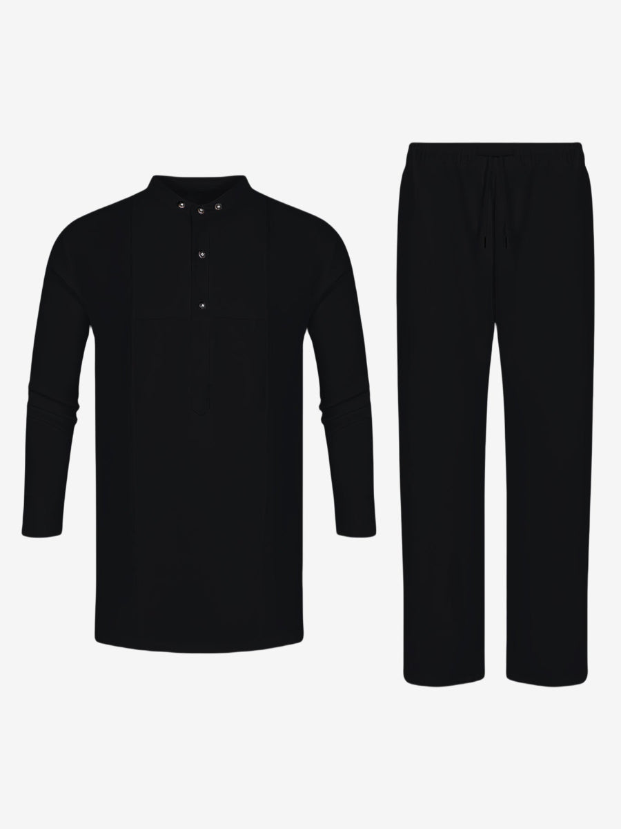 Plus Size Weißes Langarm Herren Set