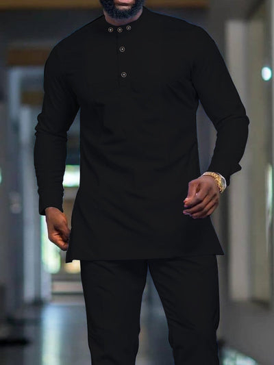Plus Size Weißes Langarm Herren Set