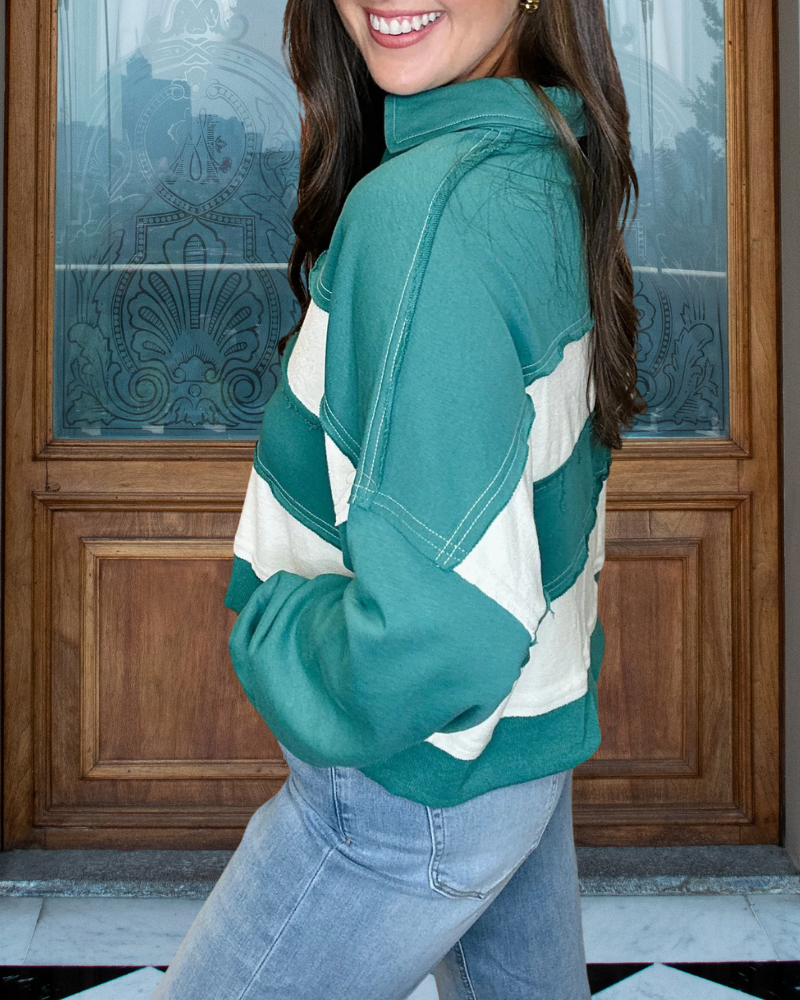 Einfacher Colorblock V-Ausschnitt Pullover