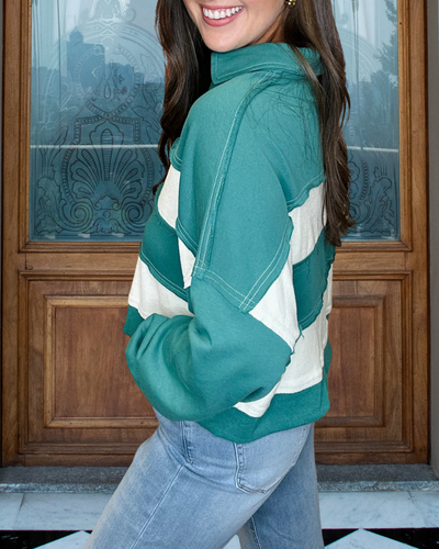 Einfacher Colorblock V-Ausschnitt Pullover
